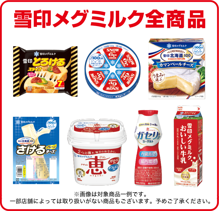 雪印メグミルク全商品